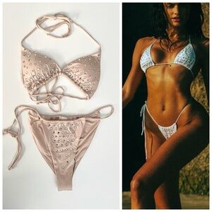 SET Monica Hansen Starlight One Side String Tie Bikini Bottom + bikini top S